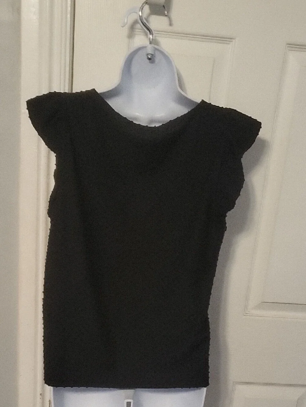 J. Crew Black Swedish Dot Short Ruffle Sleeve Top